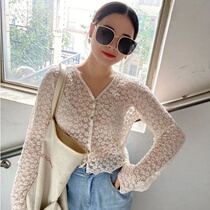 2022 gentle ethos v lead lace embroidered shirt small flower jacket shawl woman long sleeve cardiovert delivery harness
