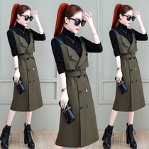 Fashion strap dress suit womens 2021 autumn new Korean temperament casual skirt trend two-piece womens clothing