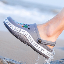 Quick-drying traceability water-related shoes mens beach drifting quick-drying breathable non-slip bag head cool slippers casual hole shoes