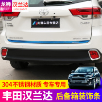 Dedicated for Toyota Highlander tailgate trim 15-2020 Highlander trunk Decoration bright strip accessories