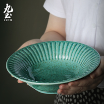 Jiuu Japanese tableware set home vintage food utensils ceramic plate Petal bowl Western dish rice bowl rice bowl home