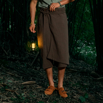 SOARIN American Retro Skirt Pants Male Ammy Click COTTON LINEN EASY Wide-legged Pants Straight Cylinder Seven-Divided Pants