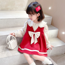 Girls foreign style back skirt two-piece autumn new children Base shirt princess dress female baby fashion skirt set