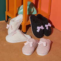 Cotton slippers womens autumn and winter indoor cute Baotou home non-slip home home couple cute student bedroom