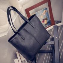 Women Scrub Leather Handbag Black Grey Causal Tote Bag 2019