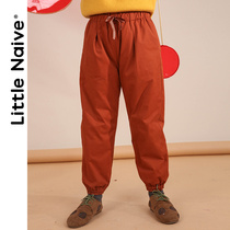 LittleNaive childrens clothing girls cotton pants winter plus velvet thickened outside wearing Foreign color brown cotton casual pants