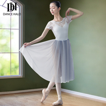 dancehalo ballet skirt dress basic training one-piece exercise bodysuit with skirt female adult teacher dance