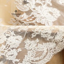 Taiwan Island car bone export white embroidery lace m140 wedding dress handmade diy clothing material accessories fabric