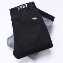 Jeans men winter 2020 new Korean trend plus velvet thick straight slim small feet casual warm trousers