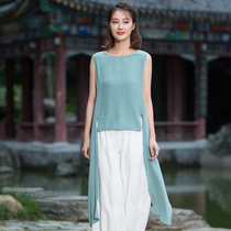 Autumn water ballad original new womens vintage ethnic silk double crepe fragrant cloud yarn characteristic top