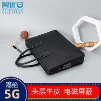 Zhiulian Mobile Phone Signal Shield Bag Isolation electromagnetic briefcase Fingerprint Lock Men Business Handbag