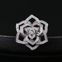 Mu Huang jewelry store new full diamond rose hollow high carbon diamond s925 sterling silver inlaid ring live mouth