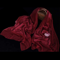 Pure handmade embroidery collared scarf < wine drunkenness > Suembroidered silk