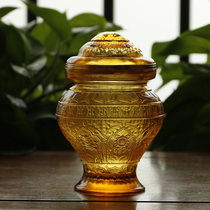 Zen Yue Buddhist Art Ancient Law Glass Eight Auspicious Aquarius Tantric Vase Ornament Tibetan Buddhist Supplies Amber