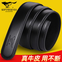 Seven Wolves Leather Belt Men's Leather No Headband No Buckle Automatic Belt Cowhide Leather Scalp Belt Pants with Belt Strap