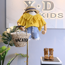 Do not return do not change the brand childrens clothing 2019 Xia Xin girl forest exquisite hollow embroidery V collar big turn