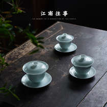 Three-only cover bowl Tea Cup Single White Porcelain Tea Bowl with Gongfu Tea Tea Set Ceramic Large Medium Size No Bronzed