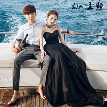 2021 Lovers Sea View Brigade Pat Lovers Write Real Light Yarn Movie Themed Clothing Fashion Photo Black Trailing Gown