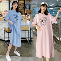 Pregnant Woman Summer Clothing Blouse Big Code Mid-Length Summer Out Fashion Loose Tide Moms Pregnant Women With Dress For Summer Dresses