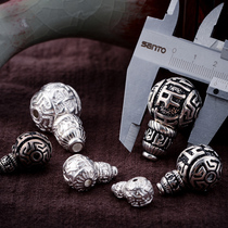Tibetan silver made old alloy bright silver six-character truth three-way Buddha head pagoda diy Beed handstring necklace accessories