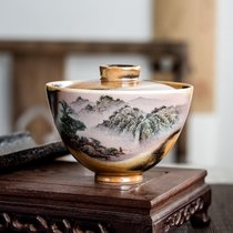 Chai burning kiln into hand-painted landscape bowl Jingdezhen kung fu tea set R tea cup bowl ceramic tea bowl