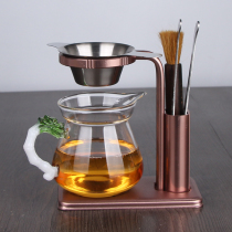 Kung Fu tea ceremony spare parts thickened glass male Cup bracket tea leak rack lazy filter net frame tea filter fair cup holder