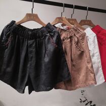 Original cotton linen hot pants shorts woman 2021 summer dress New product tightness waist pure color 100 lap linen shorts casual