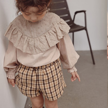 Childrens clothing girls autumn and winter five-point pants Korean version of woolen shorts loose cotton casual foreign style retro Joker pants