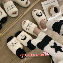 soft honey couple cotton slippers womens autumn and winter ins home with non-slip warm mens plush cotton shoes