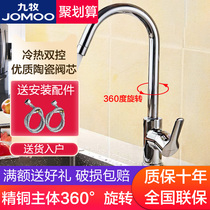 Jiumu all copper water mixing valve Kitchen sink hot and cold water faucet rotatable basin faucet 33080-205