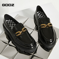 2022 New horse title Buckle Lefu Shoes Pine Pastry Thick Bottom Genuine Leather Single Shoes Woman Spring Autumn Leisure Inn Wind Small Leather Shoes