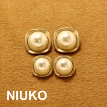 NIUKO high-end metal coat buttons Elegant small fragrance imitation pearl coat buttons windbreaker square buckle