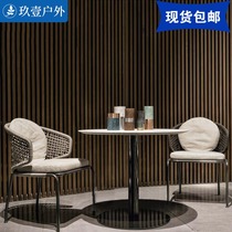 Nordic Outdoor Balcony Table and Chair Set Garden Rattan Chair Three-piece Set Balcony Casual Rattan Dining Table and Chair Coffee Table Combination