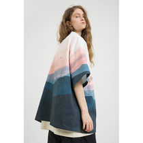 Rcor retro sunset sunset full print holiday loose shirt short sleeve men and women couple summer shirt tide