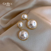 South Korean earrings 2022 new wave pure silver silver needle mesh red temperamental pearl earrings Exaggerated Retro Port Wind Ear