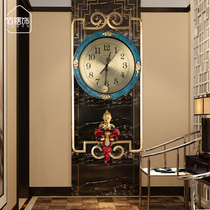 Modern light luxury high-end copper wall clock New Chinese living room household mute personality creative atmosphere art wall clock