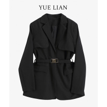 (Hong Kong designer brand) solid color long sleeve waist lace suit jacket design