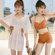 2019 new swimwear women fat mm conservative flat angle split three sets large size small breasts to cover the belly of the spa