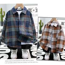  Boys plaid shirt Autumn thin single fashion shirt loose version of the new coat for primary school students to wear outside