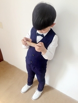 Boys suit waistcoat suit childrens handsome suit Han version sashimi 2021 new childrens clothing spring clothing two sets