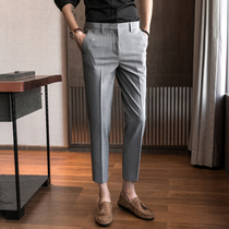 Nine-point trousers mens slim straight tube Joker 2021 new business dress non-iron draping slim slacks