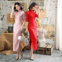 Improved cheongsam young spring summer 2019 new girl long retro lace elegant handmade cheongsam