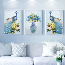 Diamond Painting Triple Peacock Full Drill Point Drilling Cross Embroidered Diamond Embroidered 2021 New Living Room Brief Modern Brick Stone Show