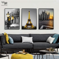 Nordic Eiffel Tower living room bedroom decoration painting modern simple hanging painting black and white architecture landscape golden mural