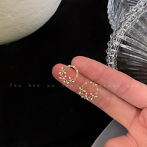 South Korea sweet hipster flower earrings female personality simple Mori Joker Super fairy Net red wild new earrings