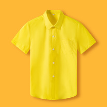 Boys yellow shirt short sleeve cotton children White shirt summer thin shirt top school uniforms costume