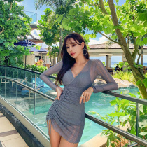 Water Park swimsuit ladies one-piece skirt style 2020 new slim taste open seaside bikini retro