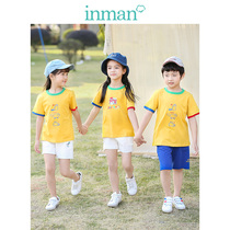 Inman children dress male and female children pure cotton T-shirt short sleeves 2022 new summer clothes neutral children casual culture shirt class clothes