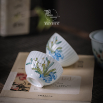 Retro hand painted small tea cup Lingo Xianzi April Peach Blossom Cup Jingdezhen Ceramic Tea Tea tea Tea Tea Cup Single Cup