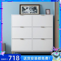 Light luxury shoe cabinet Simple modern post-modern entrance white household 25cm ultra-thin dump door hall entrance shoe cabinet